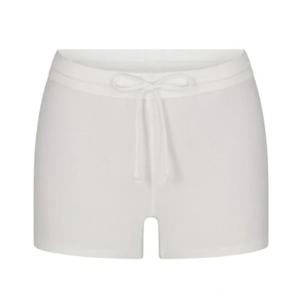 Skims Cotton RIB Drawstring Short , Marble, 4X
